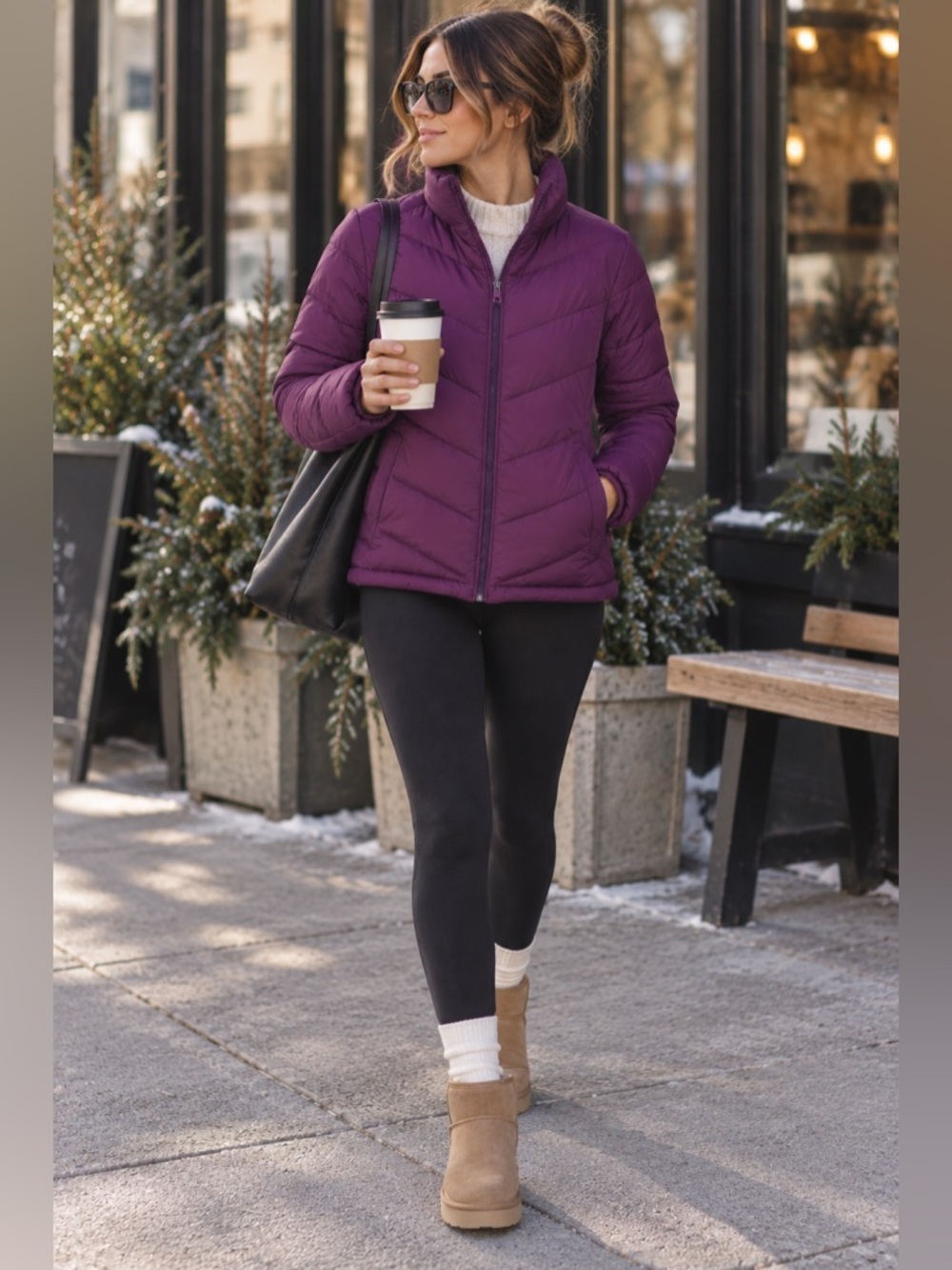 Lands’ End Purple Down Puffer Jacket Quilted Winter Coat XS